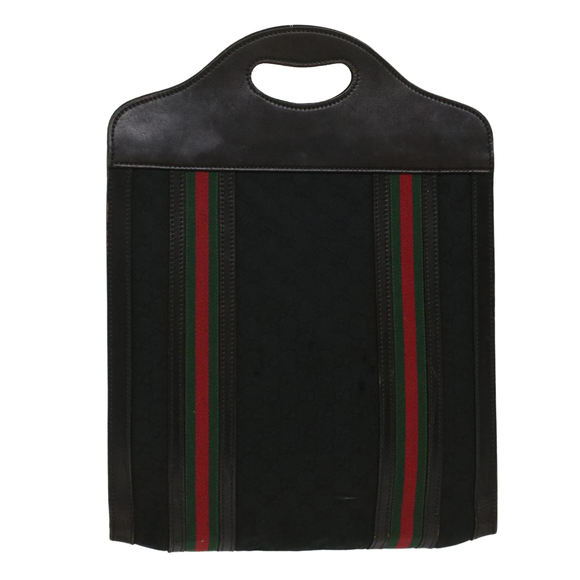GUCCI GG Canvas Web Sherry Line Hand Bag Black Red Green Auth ep1216 - Picture 1 of 16
